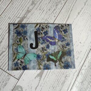 Original ACEO Art Card With Butterflies & "J" Letter Design